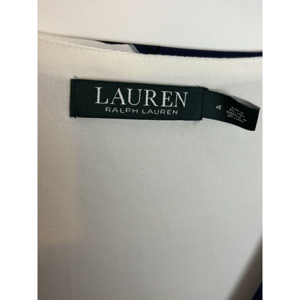 Ralph Lauren Shift Dress Size 4 Side Gathered Skirt Knee Length Cap Sleeves - Picture 3 of 10